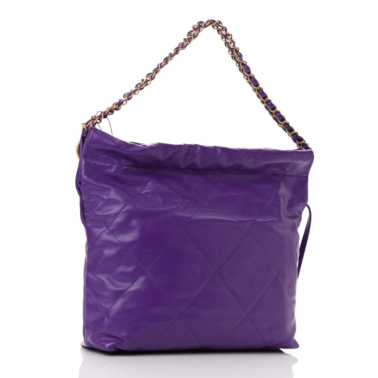 Shiny Calfskin Quilted Small Chanel 22 Purple