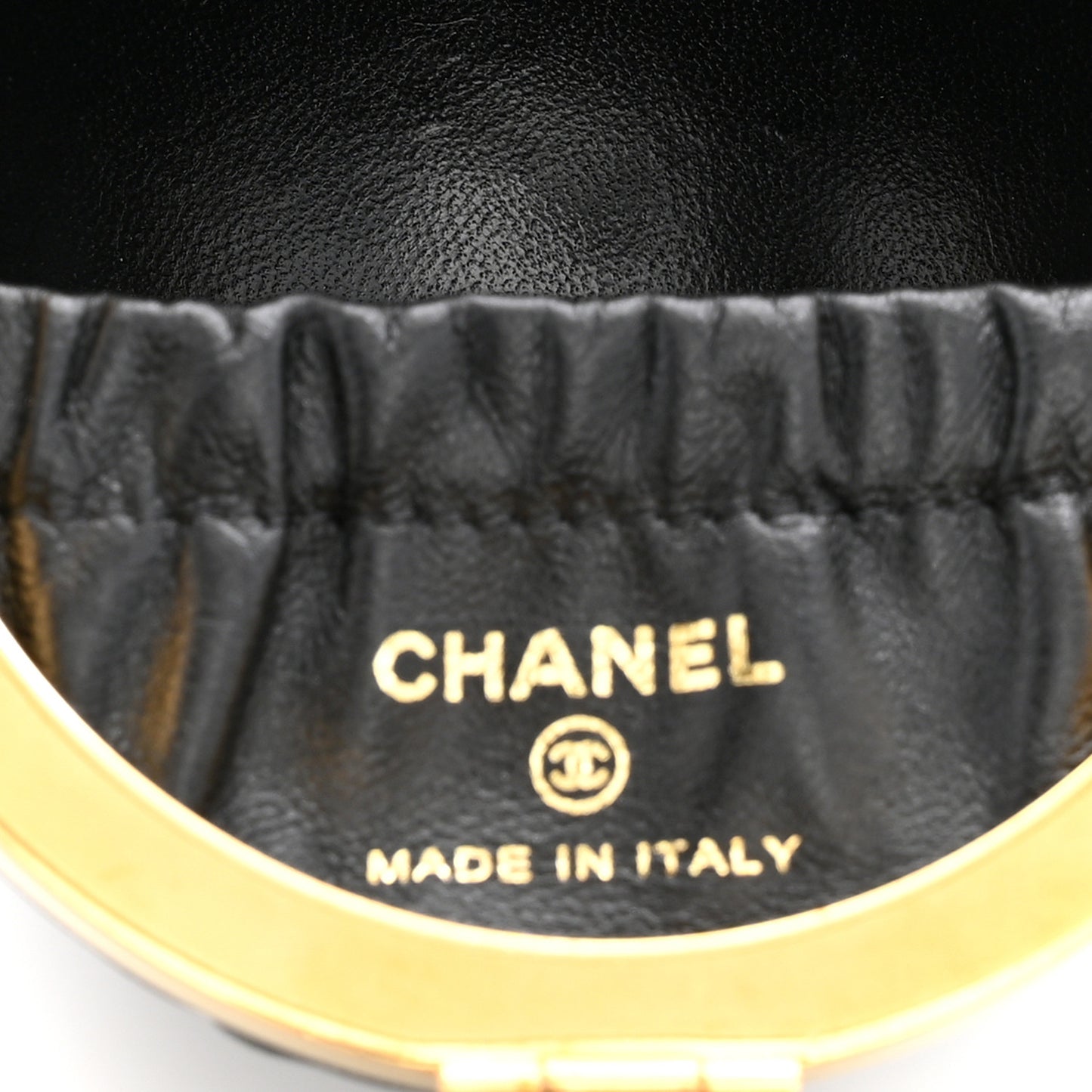 Lambskin Quilted Sphere Minaudiere Chain Clutch Black