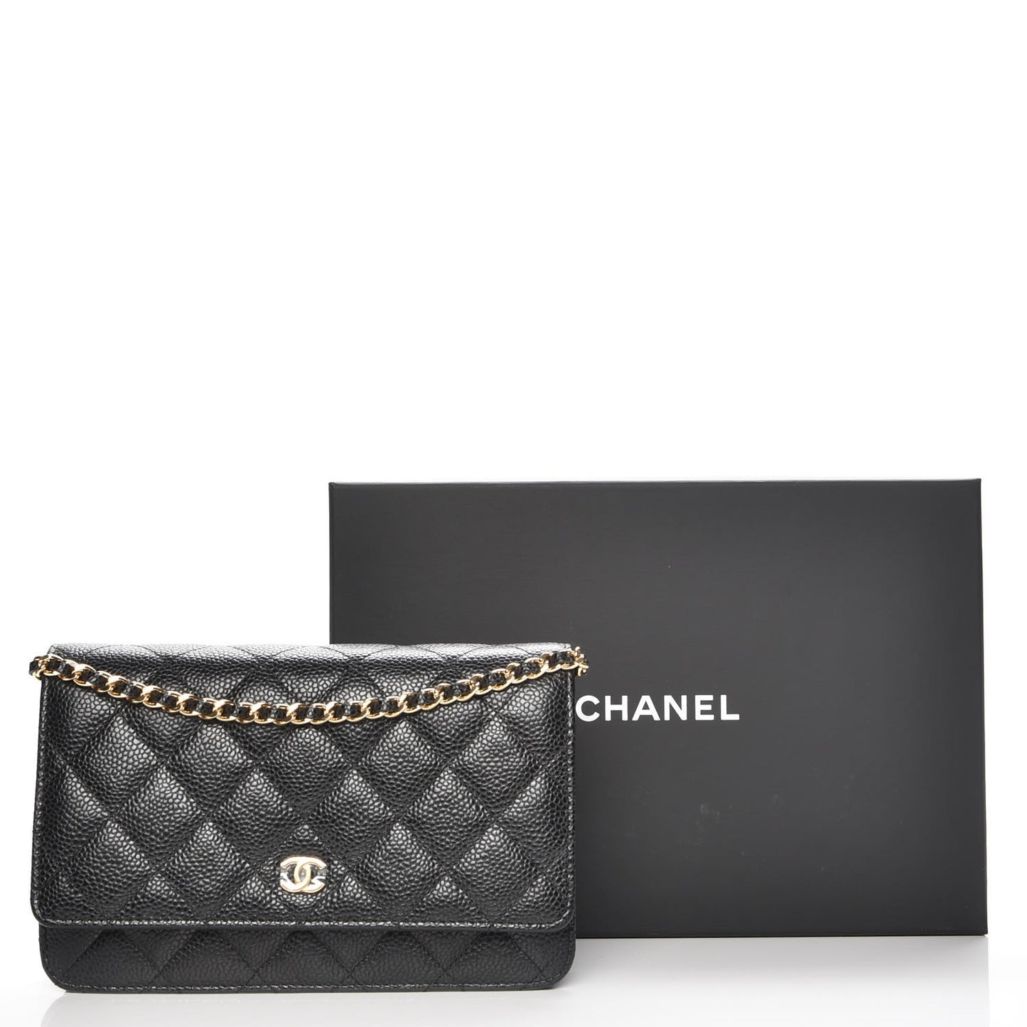 Caviar Quilted Wallet On Chain WOC Black
