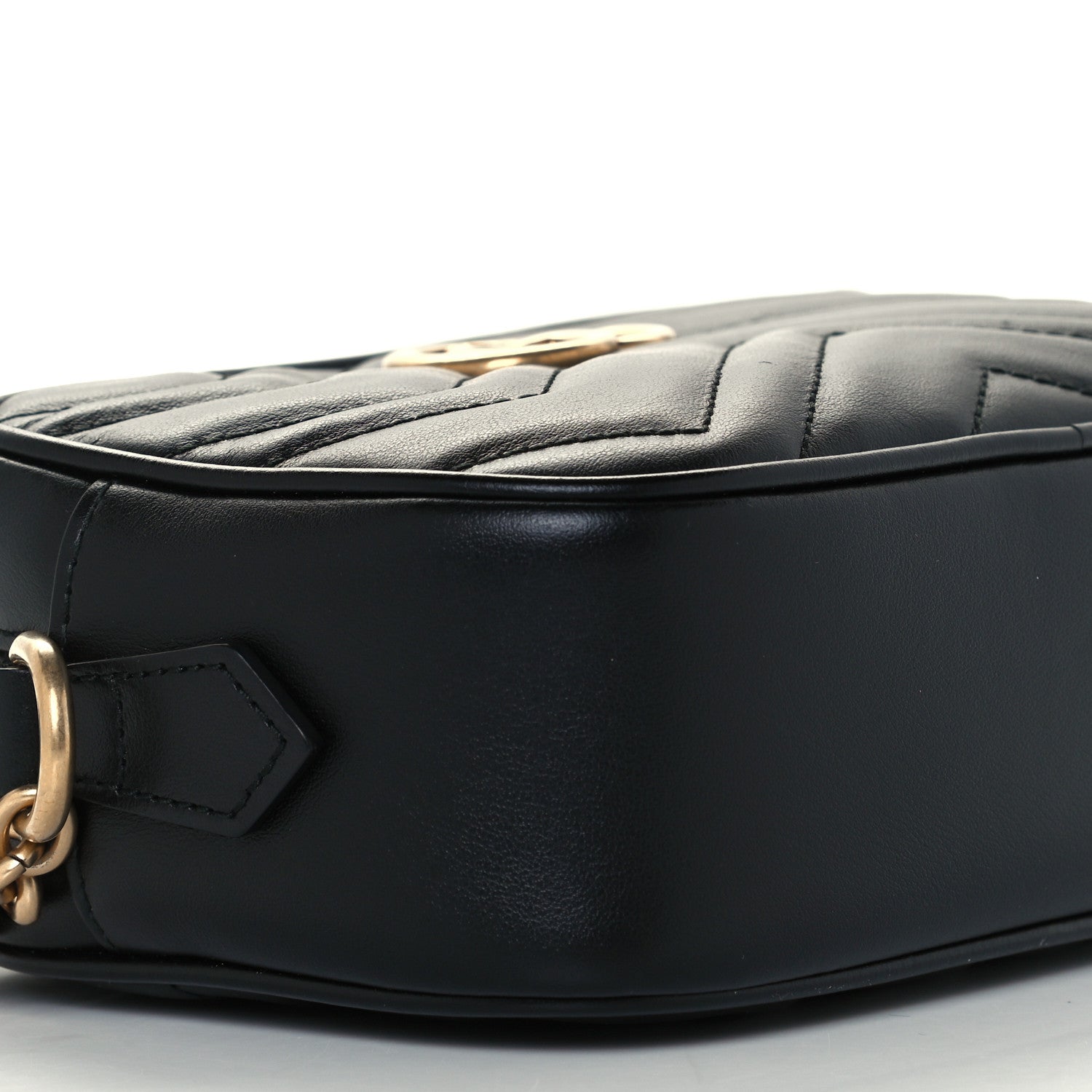 Gucci Calfskin Matelasse Mini GG Marmont Chain Shoulder Bag Black 10 of 11