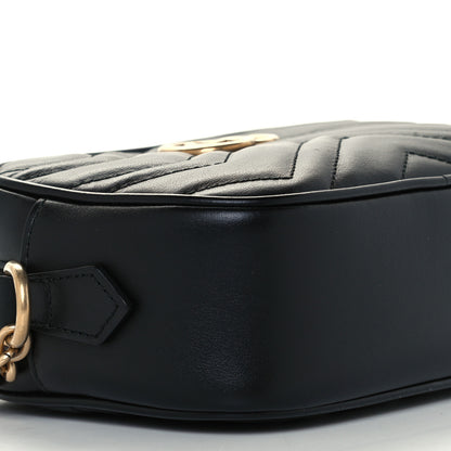 Gucci Calfskin Matelasse Mini GG Marmont Chain Shoulder Bag Black 10 of 11