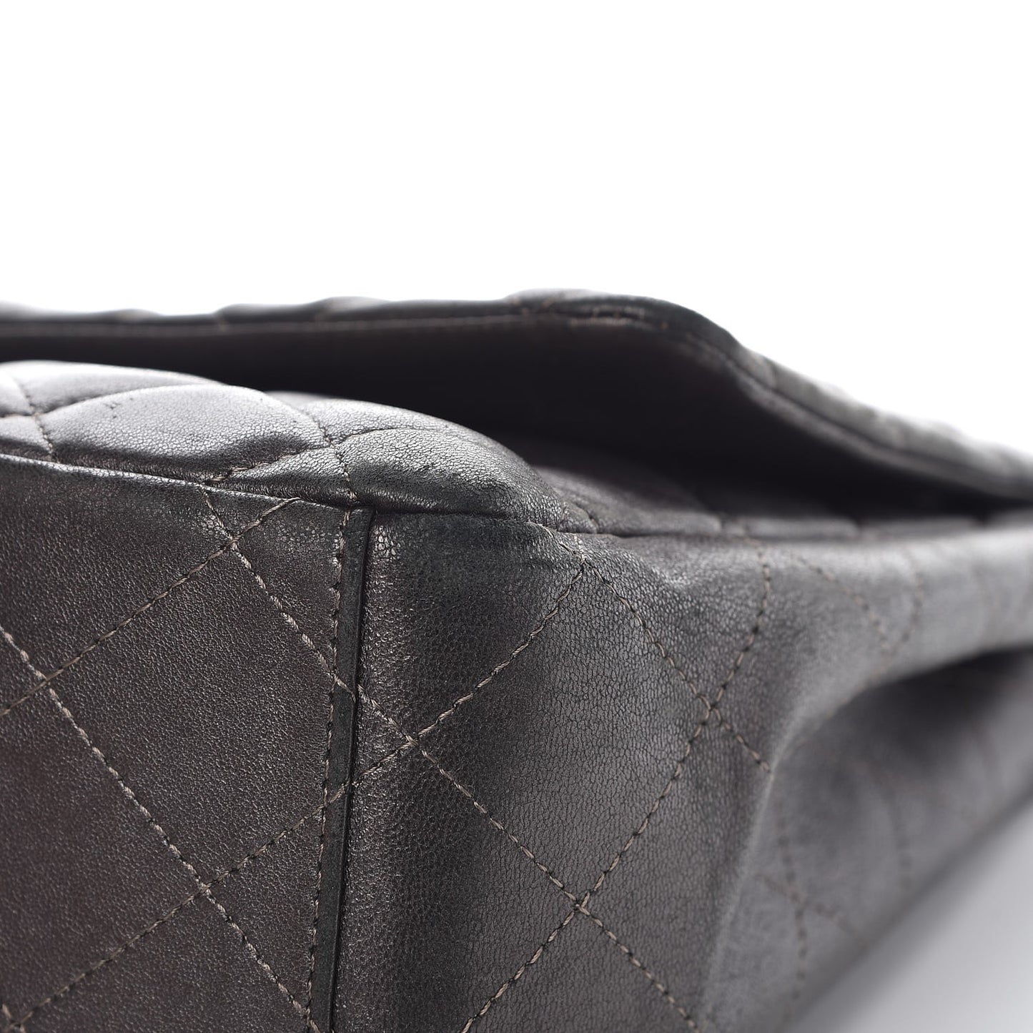 Lambskin Quilted Maxi Single Flap Grey