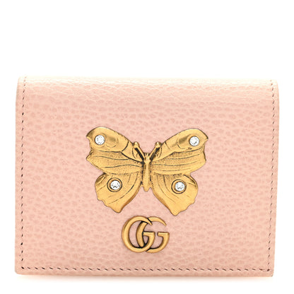 Gucci Pebbled Calfskin Butterfly Card Case Perfect Pink 1 of 6