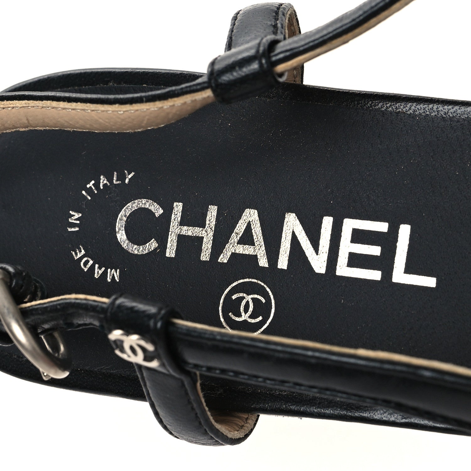 Chanel Lambskin Peep Toe Bow Slingback Flats 39 Black 8 of 10
