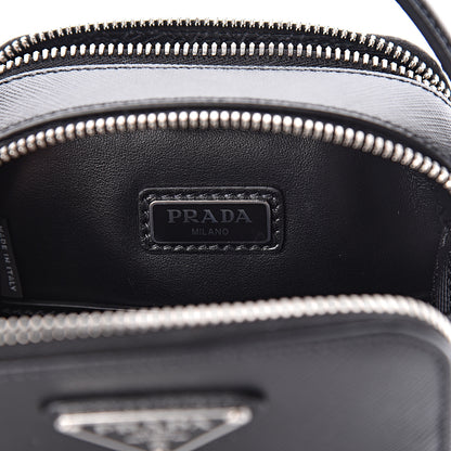 Prada Saffiano Travel Brique Crossbody Messenger Bag Black 7 of 11