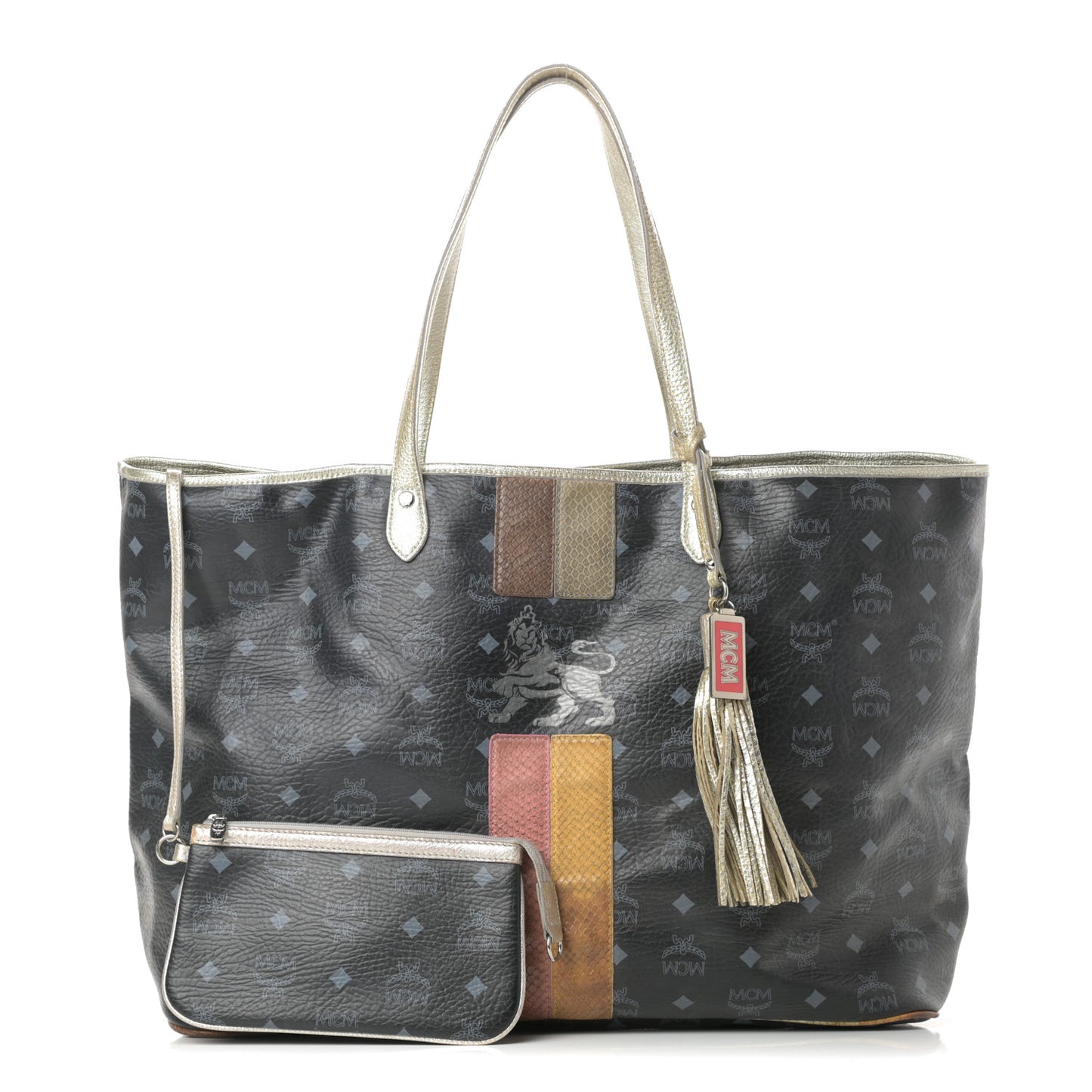 Visetos Striped Munich Lion Tote Black