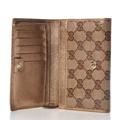 Gucci Metallic Crystal Monogram French Flap Wallet Gold 5 of 12