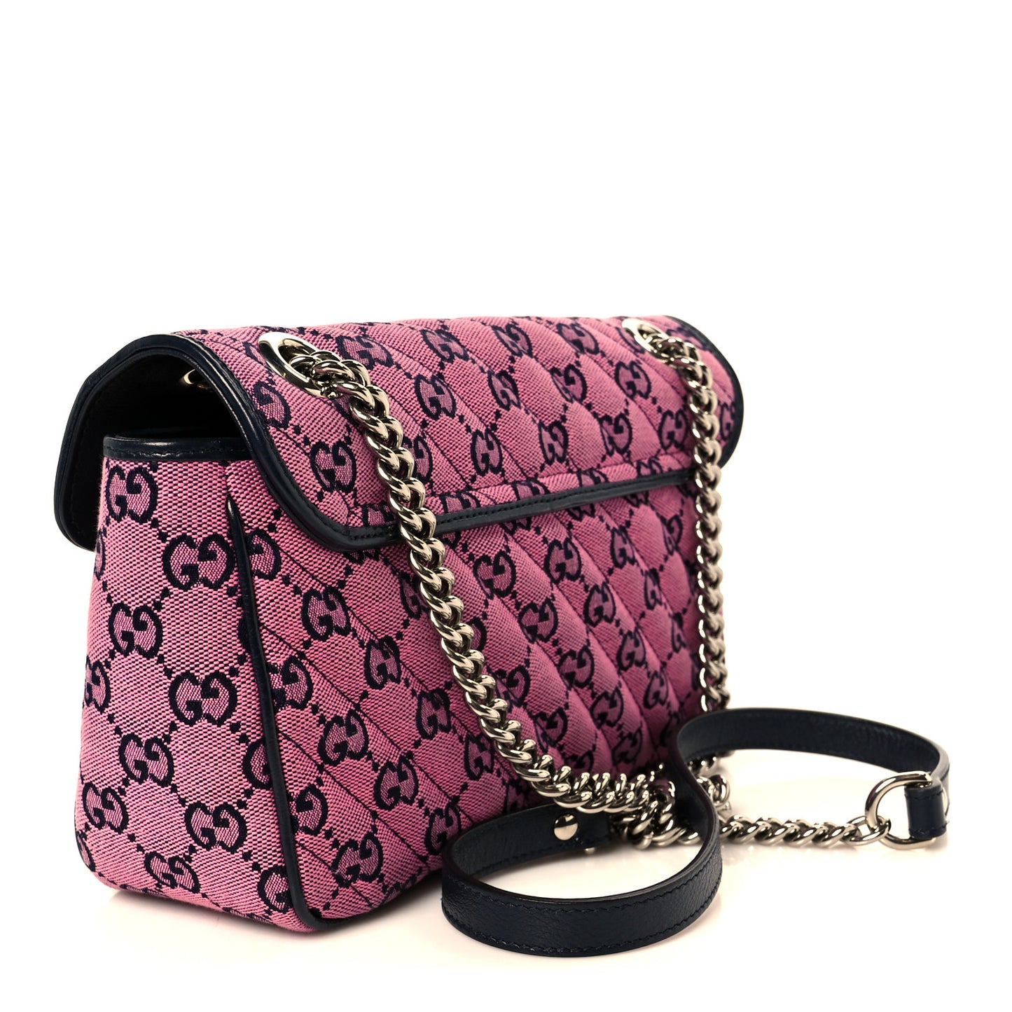 Monogram Multicolor Matelasse Diagonal Small GG Marmont Shoulder Bag Pink Blue