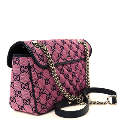 Gucci Monogram Multicolor Matelasse Diagonal Small GG Marmont Shoulder Bag Pink Blue 3 of 11