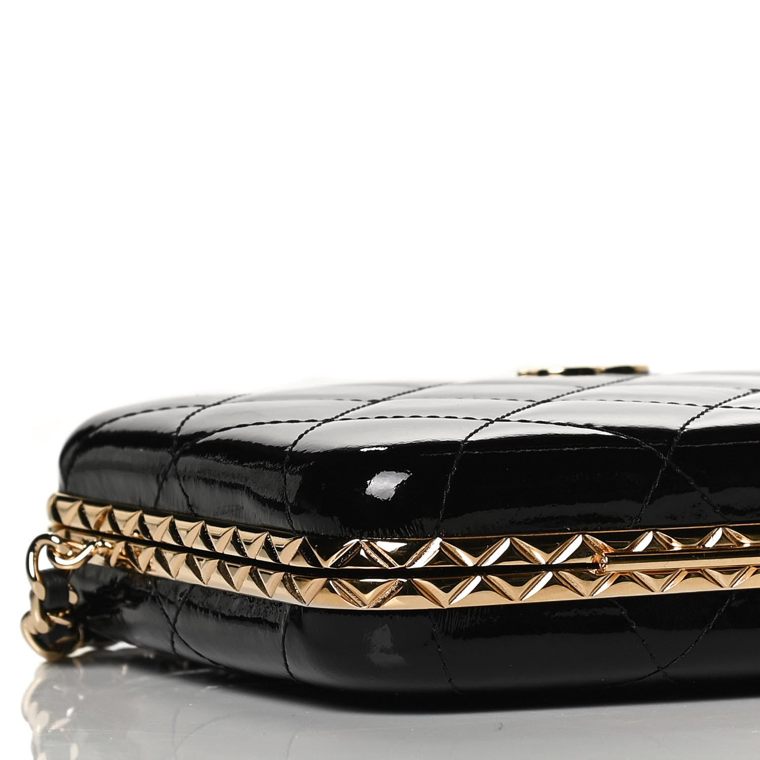 Chanel Glazed Goatskin Quilted Box With Chain Black 8 of 9