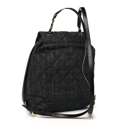 Chanel Denim Calfskin Quilted Backpack Black 3 of 10