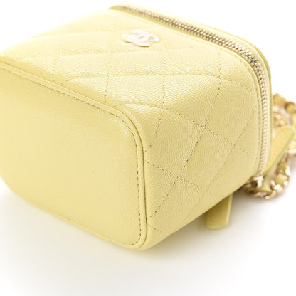 Chanel Caviar Quilted Mini Vanity Case With Chain Yellow 9 of 10