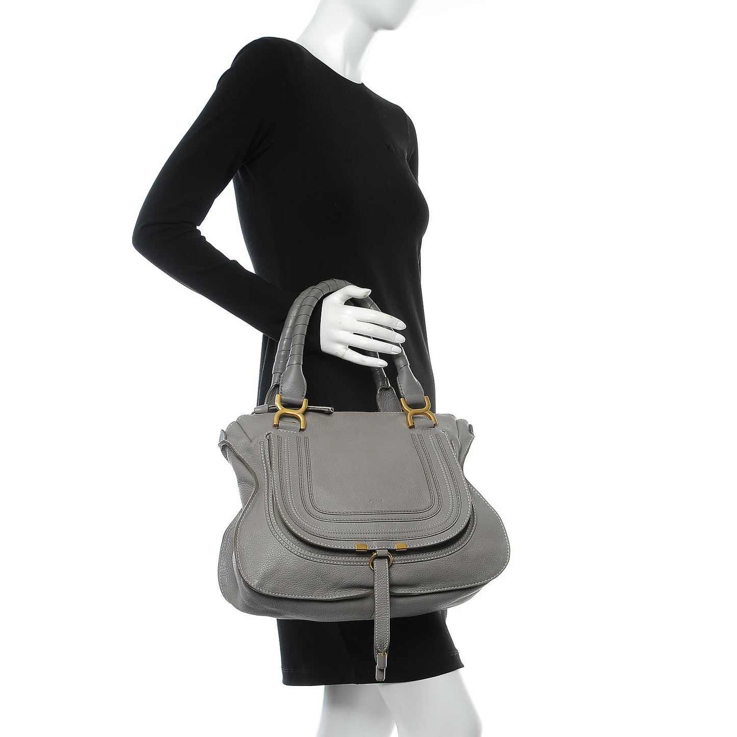Calfskin Medium Marcie Satchel Cashmere Grey