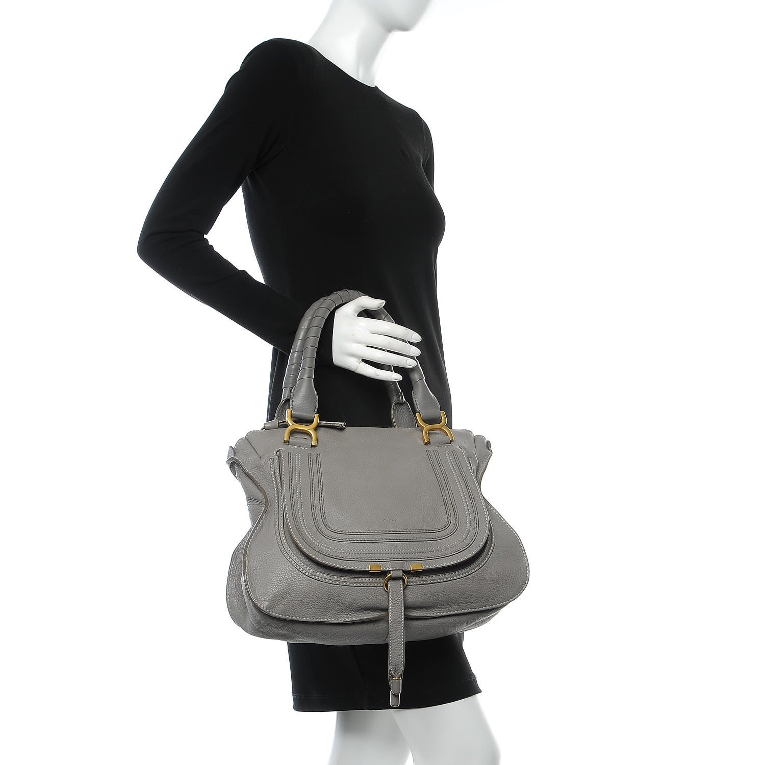 Chloe Calfskin Medium Marcie Satchel Cashmere Grey 2 of 9
