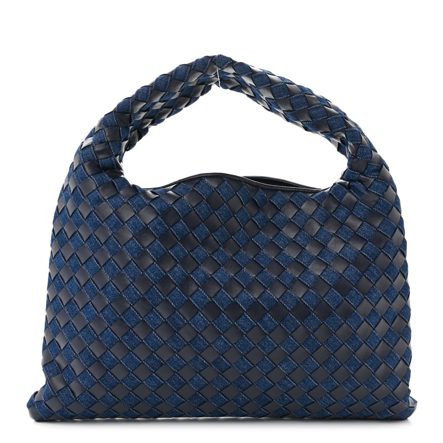 Denim Calfskin Intrecciato Small Hop Abyss Indigo