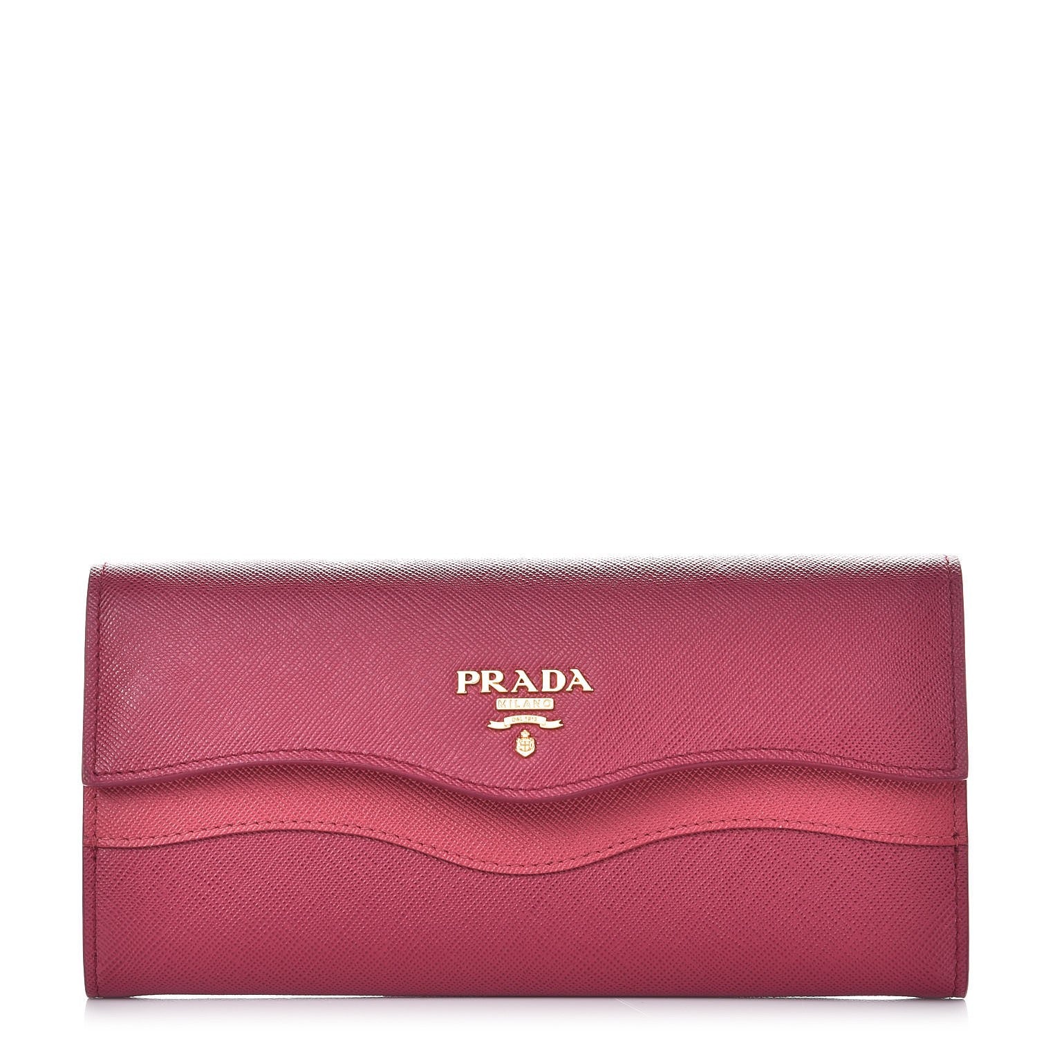 Prada Saffiano Wave Continental Flap Wallet Ibisco Peonia 1 of 9