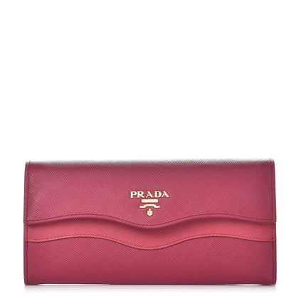 Prada Saffiano Wave Continental Flap Wallet Ibisco Peonia 1 of 9