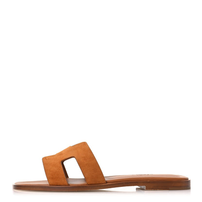 Hermes Suede Goatskin Oran Sandals 36.5 Naturel 1 of 11