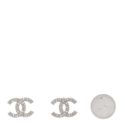 Chanel Crystal Large CC Earrings Silver 2 of 4