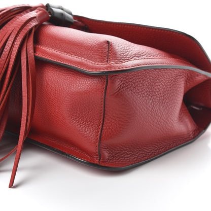 Gucci Pebbled Calfskin Medium Bamboo Daily Flap Shoulder Bag Red 7 of 9