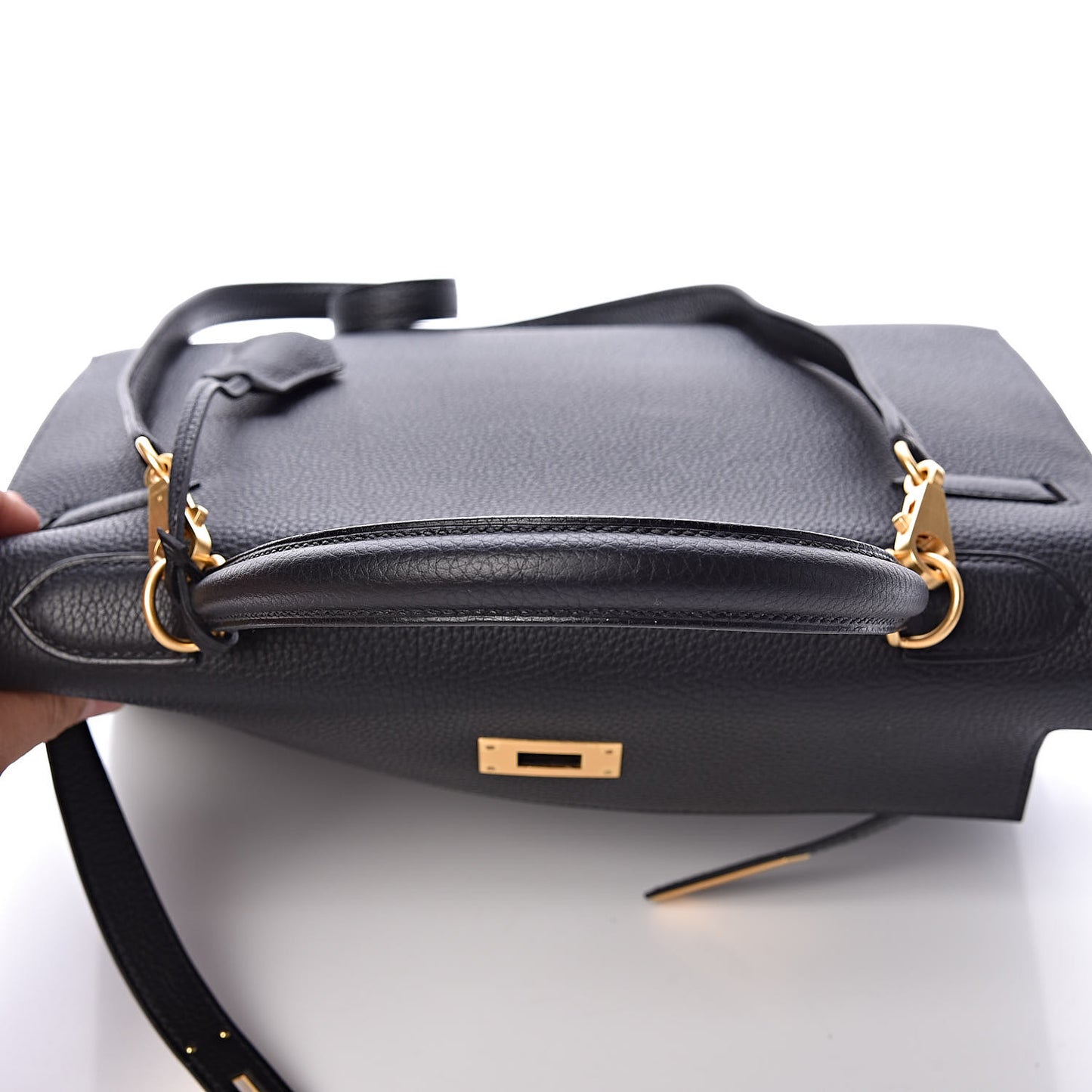 Togo Kelly Horseshoe Sellier 32 Black Vert Fonce