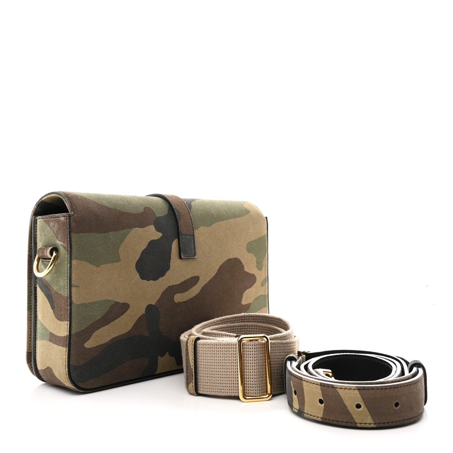 Suede Monogram University Camouflage Shoulder Bag Green