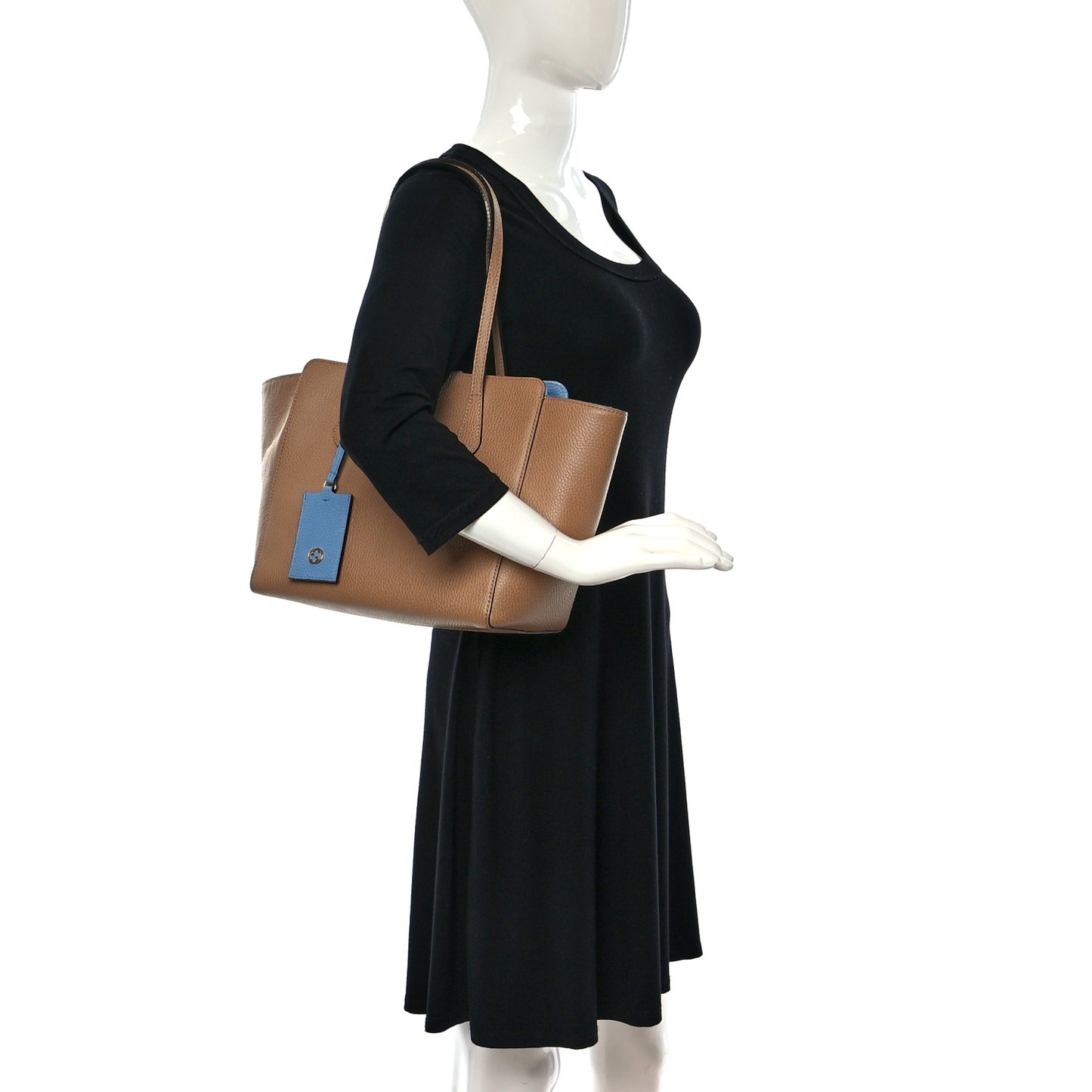Dollar Calfskin Small Swing Tote Camelia Mineral Blue
