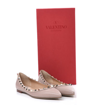 Valentino Garavani Pebbled Calfskin Rockstud Ballerina Flats 36.5 Poudre 8 of 8