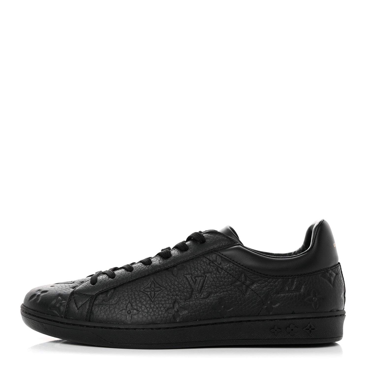 Louis Vuitton Grained Calfskin Embossed Monogram Mens Luxembourg Sneakers 9 Black 1 of 8