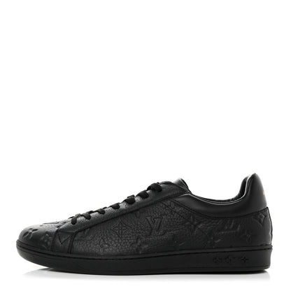 Louis Vuitton Grained Calfskin Embossed Monogram Mens Luxembourg Sneakers 9 Black 1 of 8