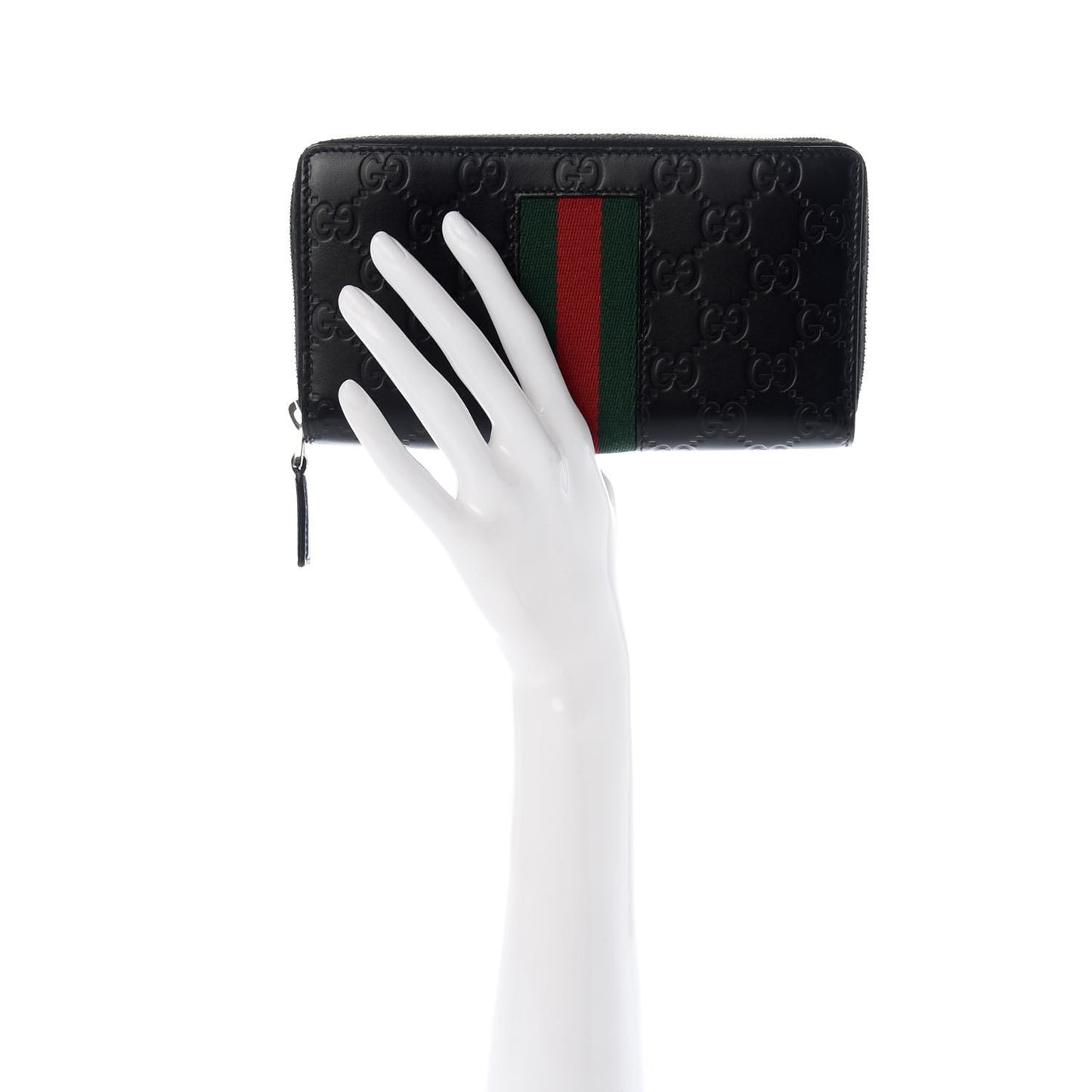 Guccissima Web Zip Around Wallet Black