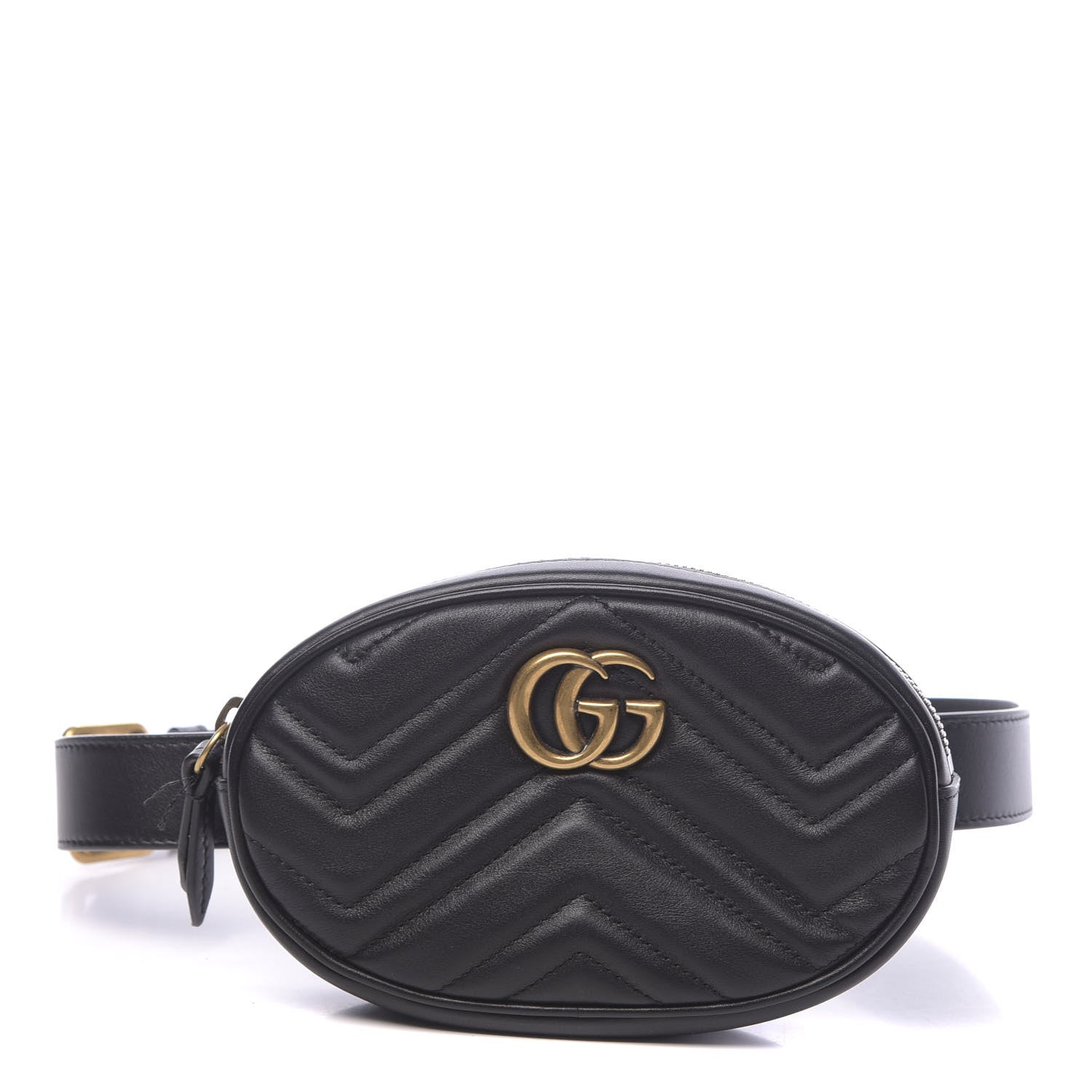 Gucci Calfskin Matelasse GG Marmont Belt Bag 95 38 Black 1 of 11