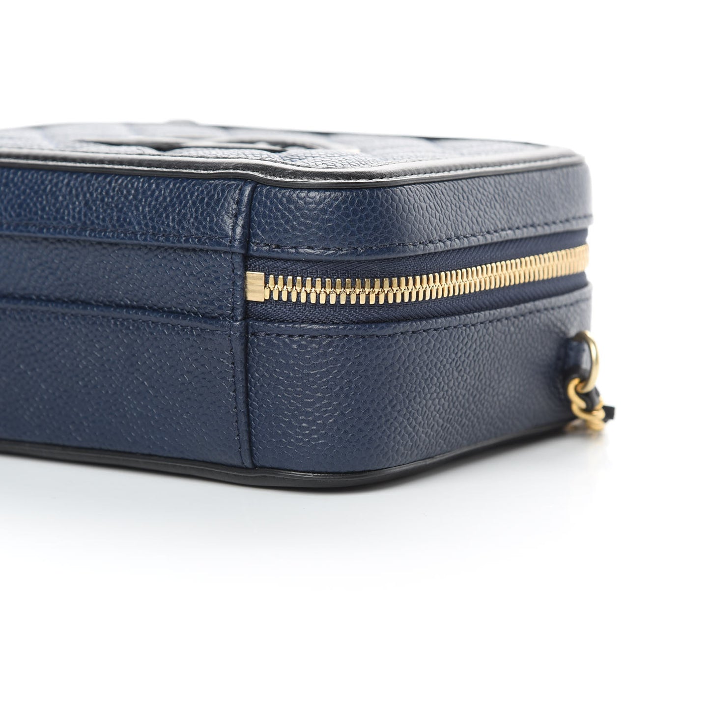 Caviar Quilted Small CC Filigree Vanity Case Navy Black