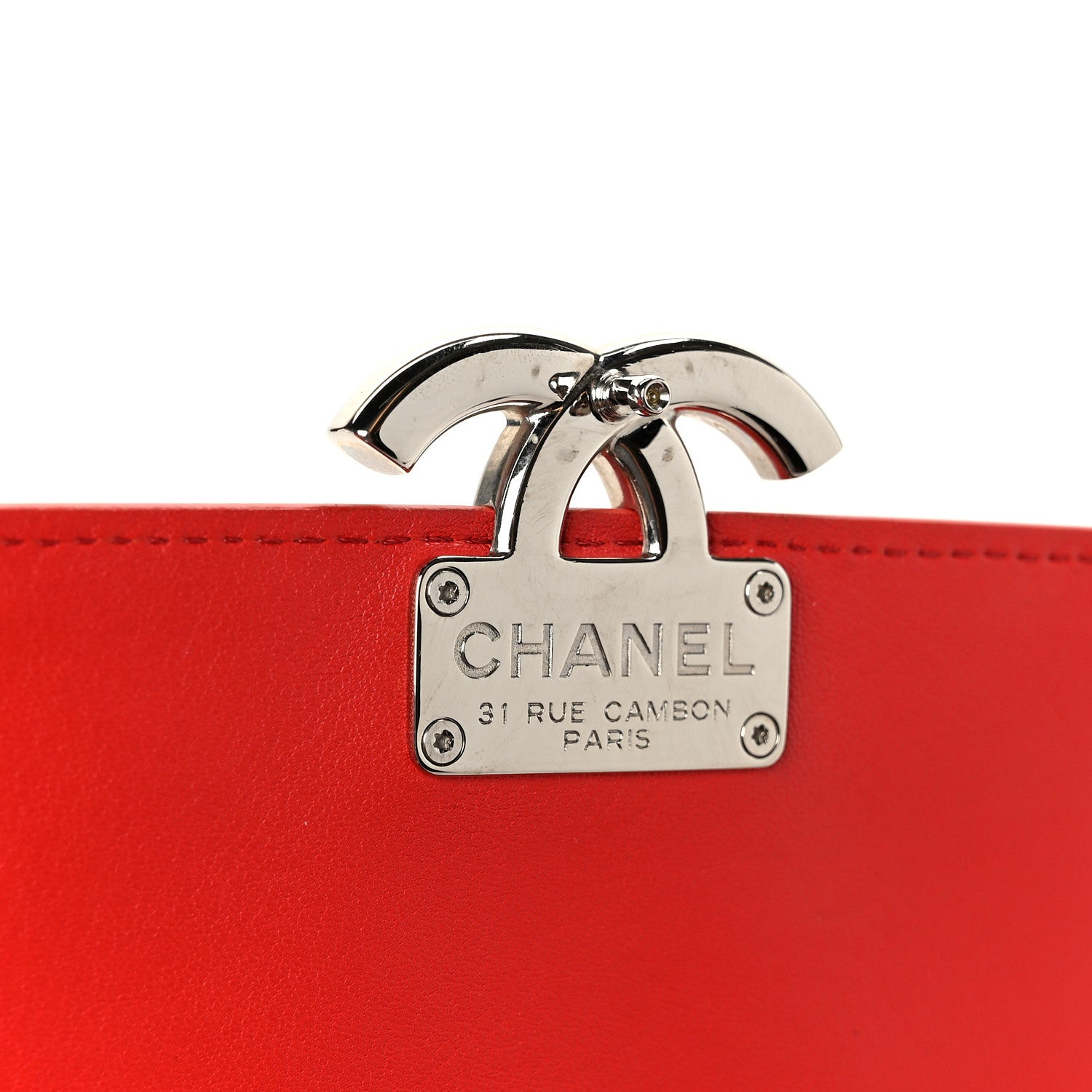 Chanel Grained Calfskin Quilted Large CC Box Flap Red 8 of 11