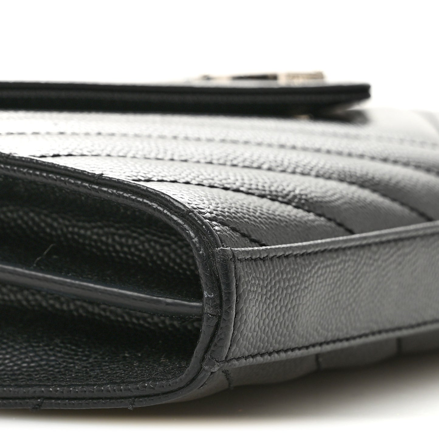 Grain De Poudre Matelasse Chevron Monogram Chain Wallet Black