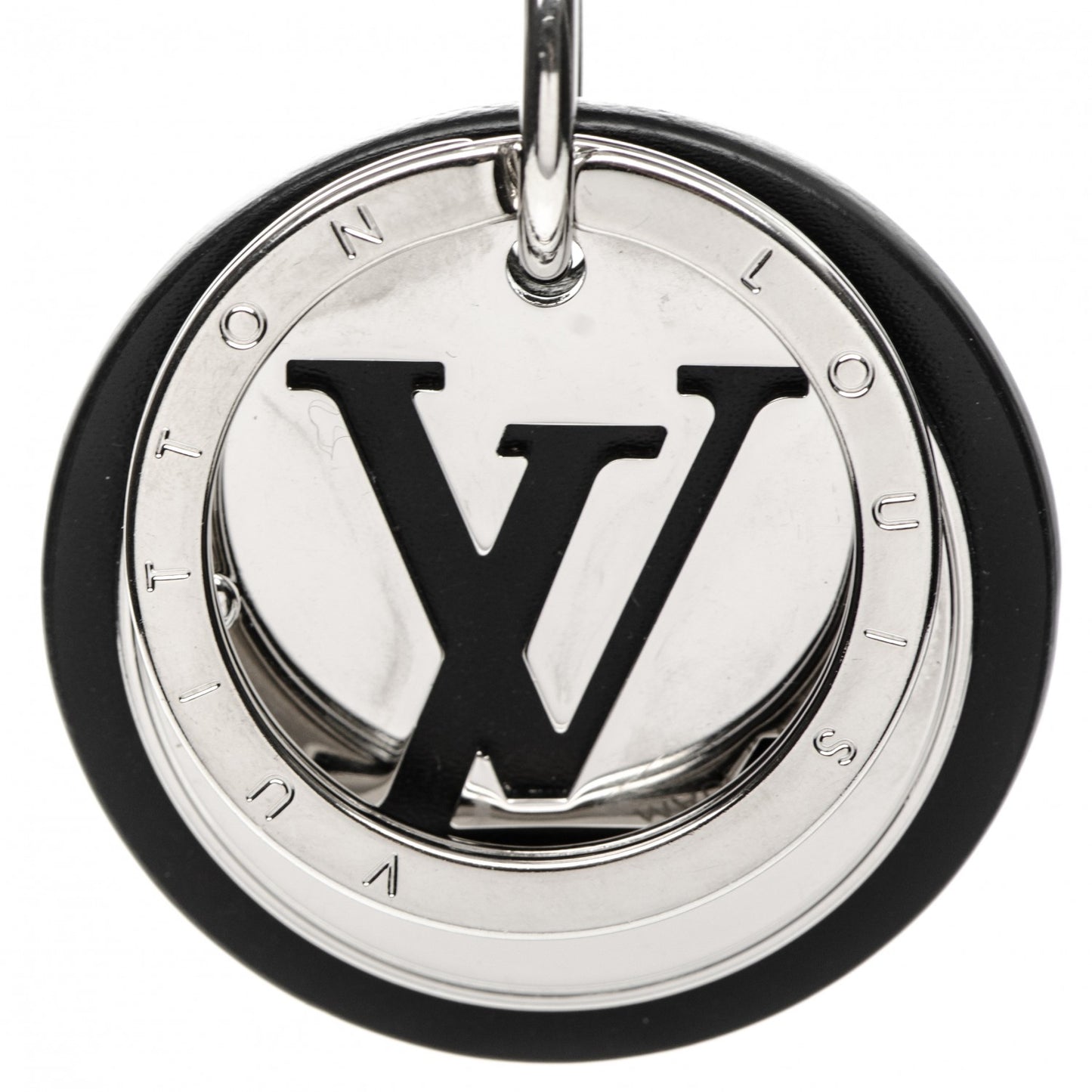LV Cut Circle Key Holder Silver