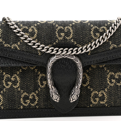 Gucci Jacquard Black Denim GG Monogram Super Mini Dionysus Shoulder Bag Black Ivory 7 of 9