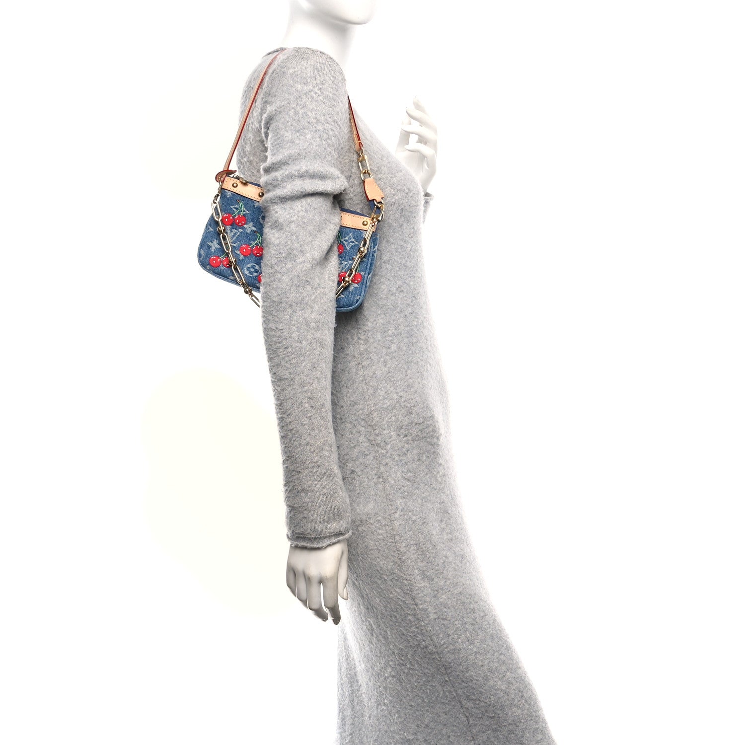 Louis Vuitton LV X TM Monogram Denim Cerises Pochette Accessories Blue 2 of 9