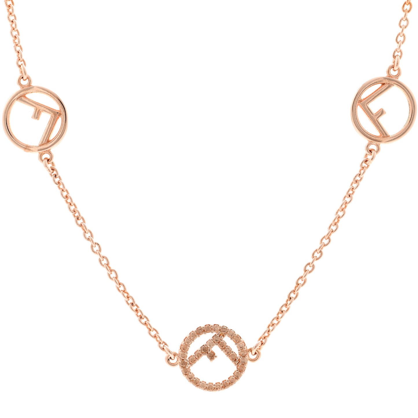 Metal Crystal F is Fendi Necklace Rose Gold