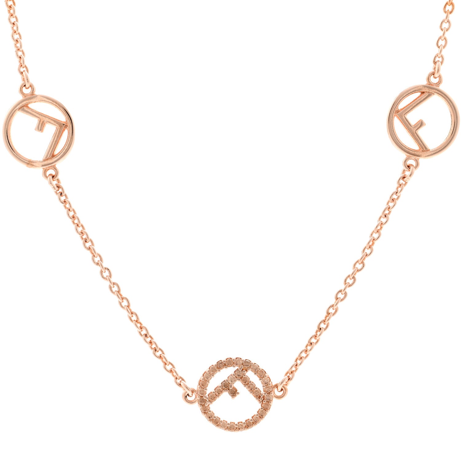 Fendi Metal Crystal F is Fendi Necklace Rose Gold 4 of 6