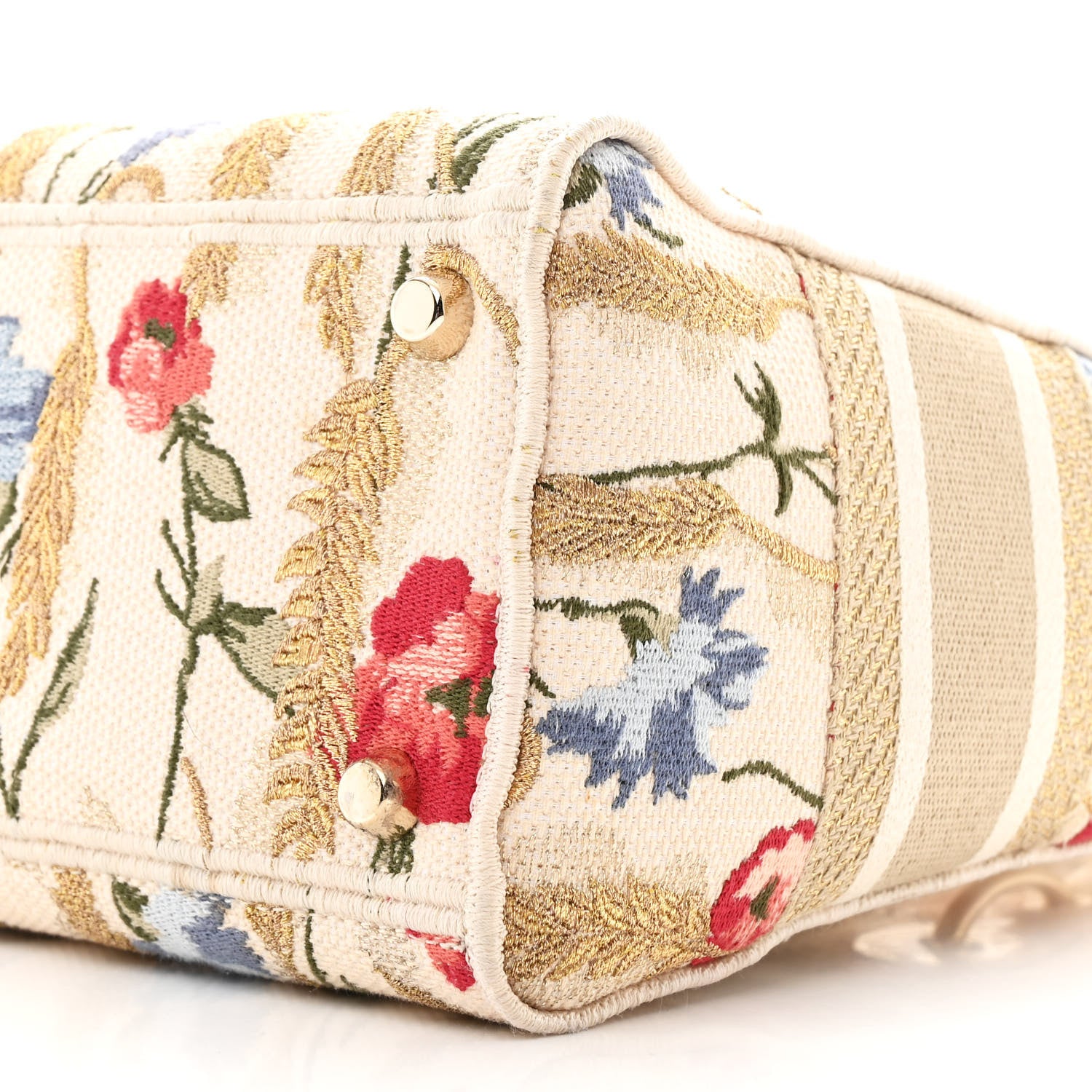 Christian Dior Canvas Embroidered Hibiscus Printed Medium Lady D-Lite Beige Multicolor 10 of 10