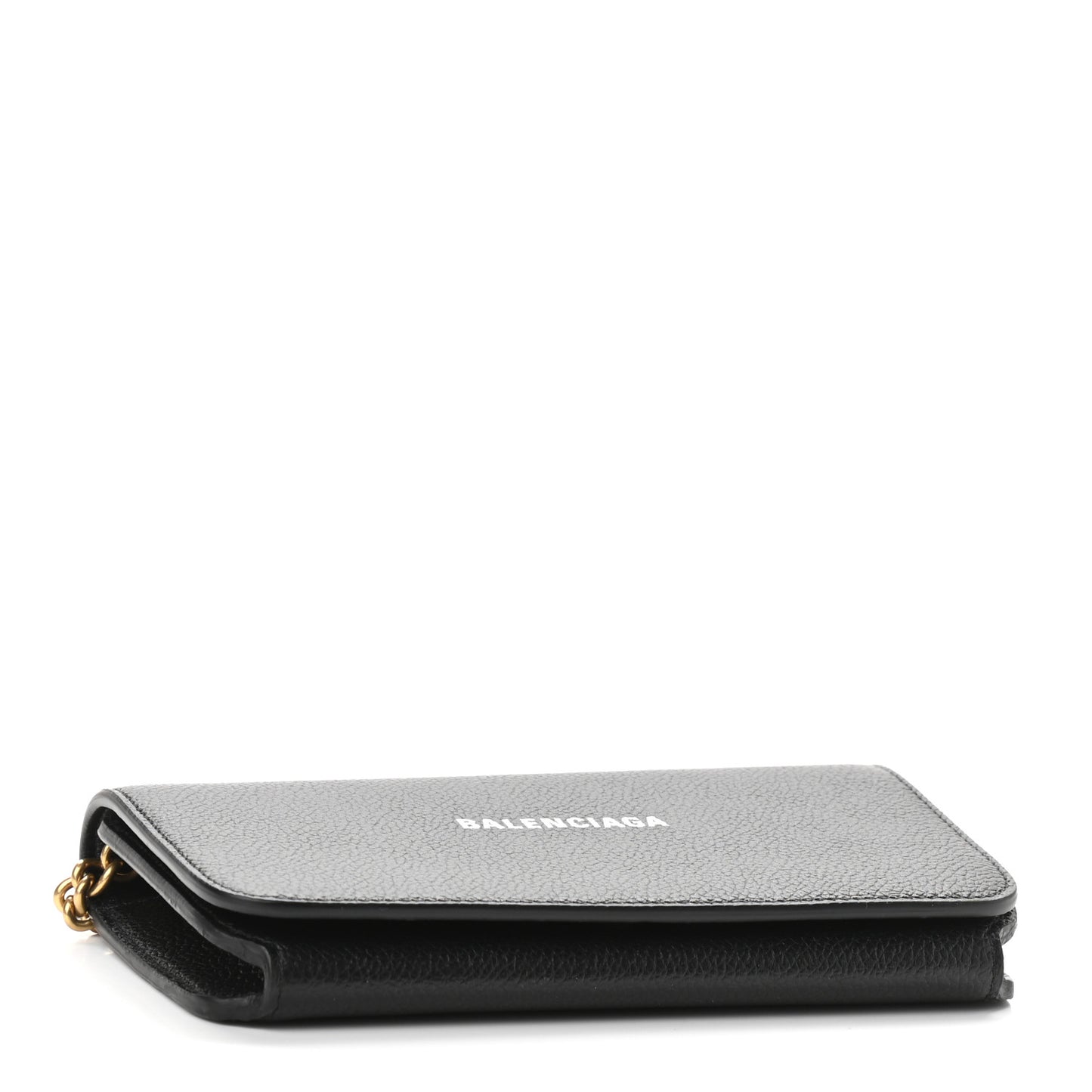 Grained Calfskin Logo Cash Phone Holder Wallet On Chain Black White