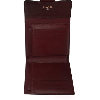Chanel Caviar Quilted Compact Flap Wallet Burgundy 7 of 8