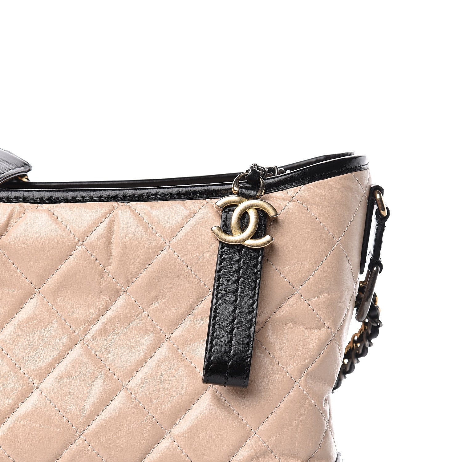 Chanel Aged Calfskin Quilted Medium Gabrielle Hobo Beige Black 11 of 11