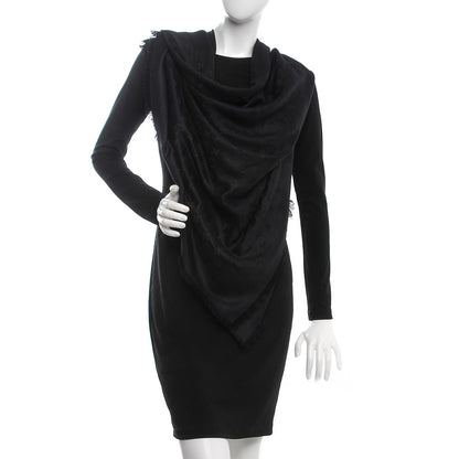 Louis Vuitton Silk Wool Monogram Shawl Black 2 of 5