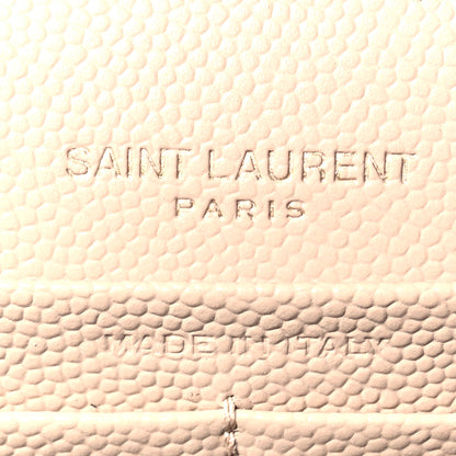 Saint Laurent Grain De Poudre Matelasse Chevron Monogram Chain Wallet Dark Beige 6 of 10