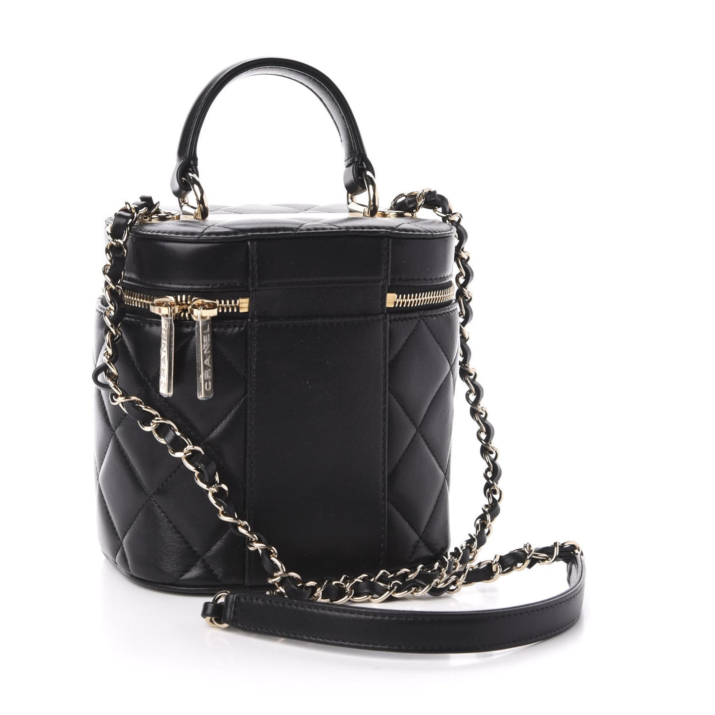 Lambskin Quilted Trendy Vanity Case Black
