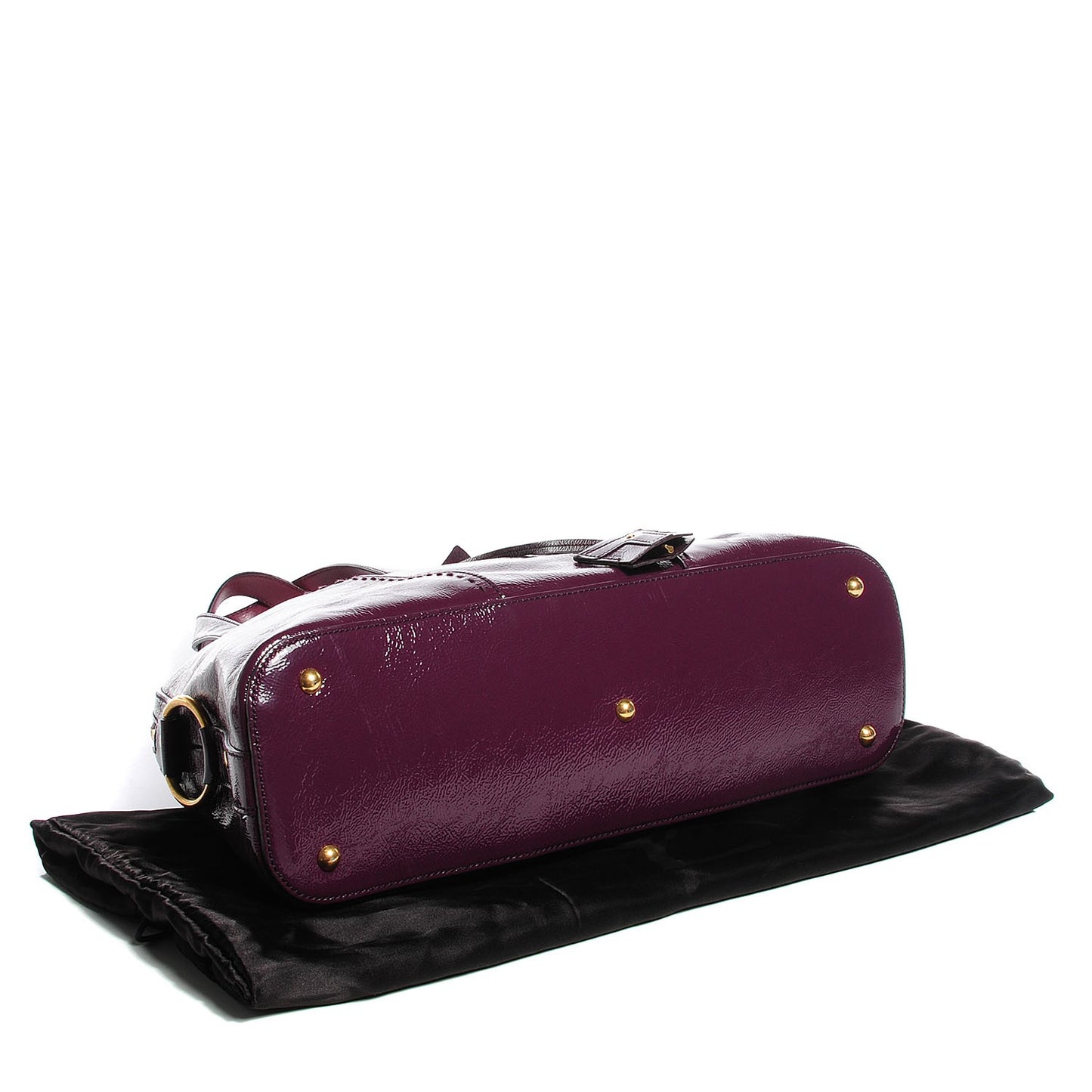 Patent Calfskin Large Muse Eggplant