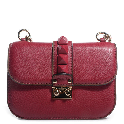 Valentino Garavani Vitello Monochrome Small Glam Lock Rockstud Flap Scarlet 1 of 9