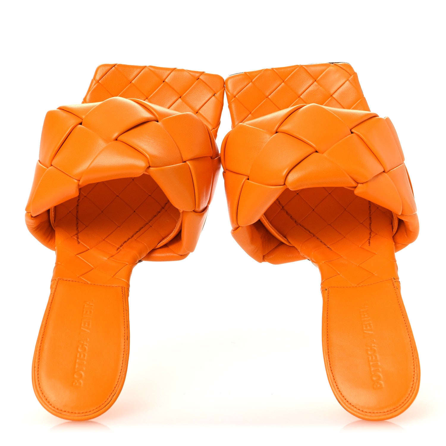 Bottega Veneta Nappa Maxi Intrecciato Lido 90mm Mule Sandals 38.5 Tangerine 2 of 11